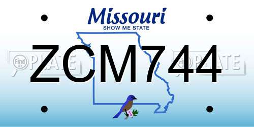 ZCM744 Missouri License Plate