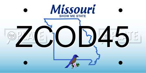 ZCOD45 Missouri License Plate