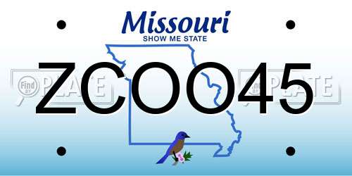 ZCOO45 Missouri License Plate
