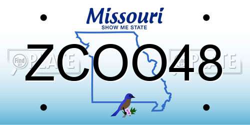 ZCOO48 Missouri License Plate