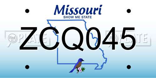 ZCQ045 Missouri License Plate