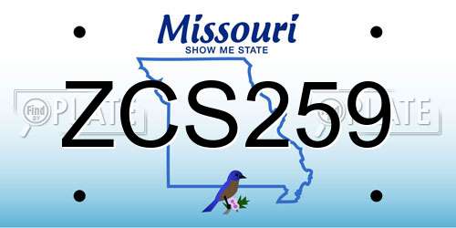 ZCS259 Missouri License Plate