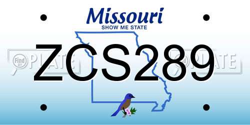 ZCS289 Missouri License Plate