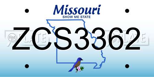 ZCS3362 Missouri License Plate