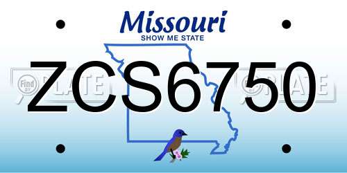 ZCS6750 Missouri License Plate