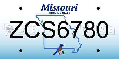 ZCS6780 Missouri License Plate