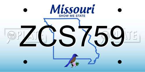 ZCS759 Missouri License Plate