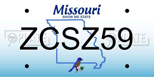 ZCSZ59 Missouri License Plate