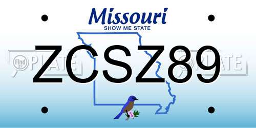 ZCSZ89 Missouri License Plate