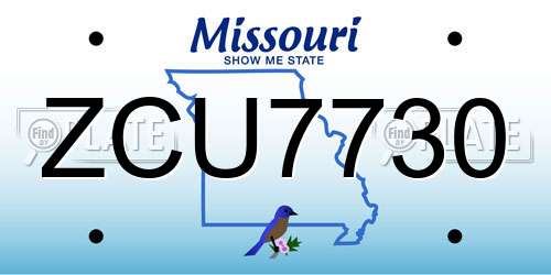 ZCU7730 Missouri License Plate