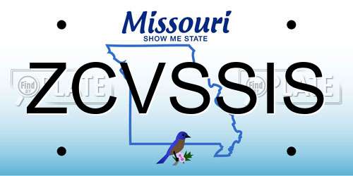 ZCVSSIS Missouri License Plate