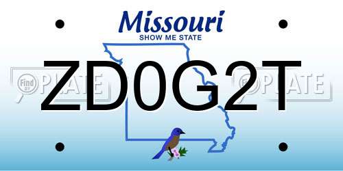 ZD0G2T Missouri License Plate