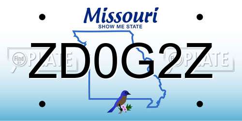 ZD0G2Z Missouri License Plate