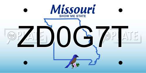ZD0G7T Missouri License Plate