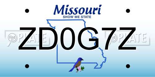 ZD0G7Z Missouri License Plate
