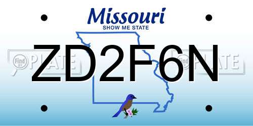 ZD2F6N Missouri License Plate