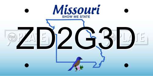ZD2G3D Missouri License Plate