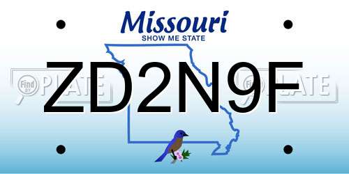 ZD2N9F Missouri License Plate