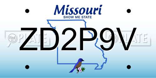 ZD2P9V Missouri License Plate