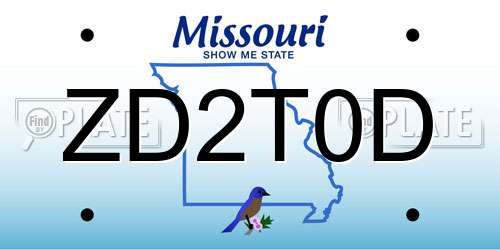 ZD2T0D Missouri License Plate