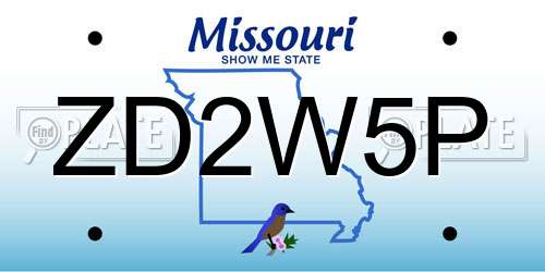 ZD2W5P Missouri License Plate