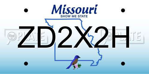 ZD2X2H Missouri License Plate