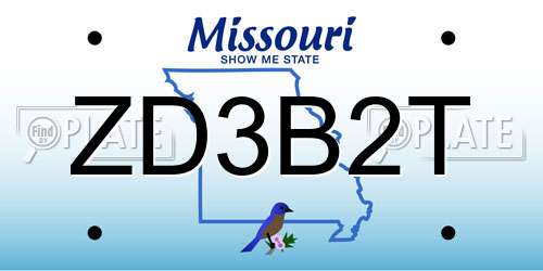 ZD3B2T Missouri License Plate