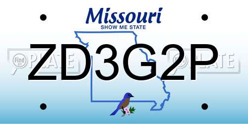 ZD3G2P Missouri License Plate