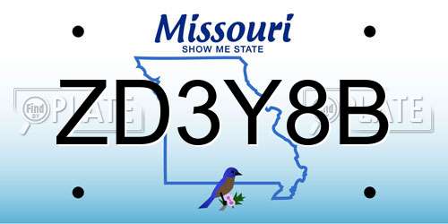 ZD3Y8B Missouri License Plate