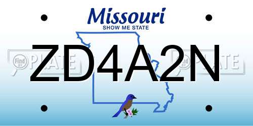 ZD4A2N Missouri License Plate