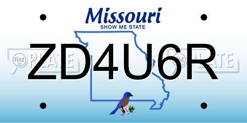 ZD4U6R Missouri License Plate