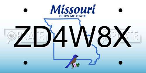 ZD4W8X Missouri License Plate