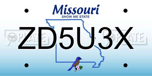 ZD5U3X Missouri License Plate