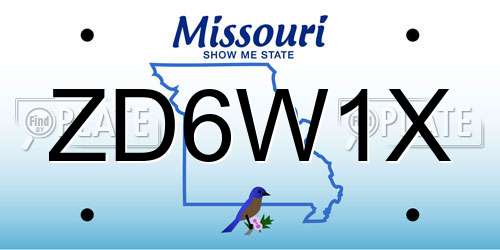 ZD6W1X Missouri License Plate