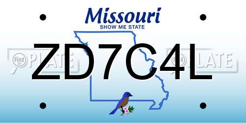 ZD7C4L Missouri License Plate