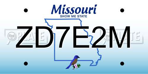 ZD7E2M Missouri License Plate