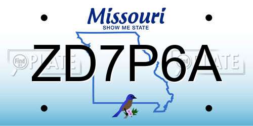 ZD7P6A Missouri License Plate