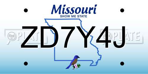 ZD7Y4J Missouri License Plate