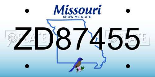 ZD87455 Missouri License Plate