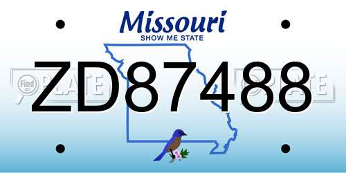 ZD87488 Missouri License Plate