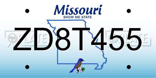 ZD8T455 Missouri License Plate