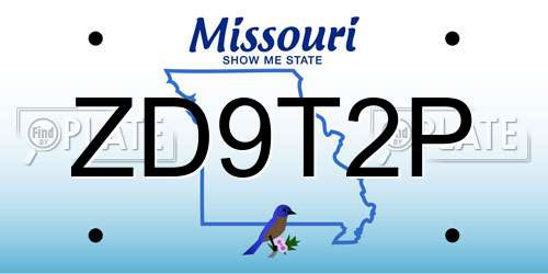ZD9T2P Missouri License Plate