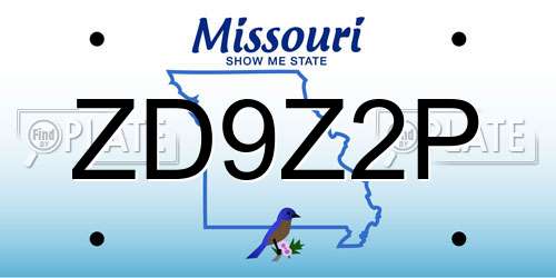 ZD9Z2P Missouri License Plate