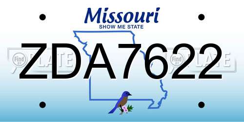 ZDA7622 Missouri License Plate