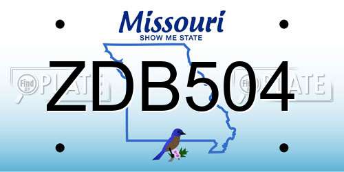 ZDB504 Missouri License Plate
