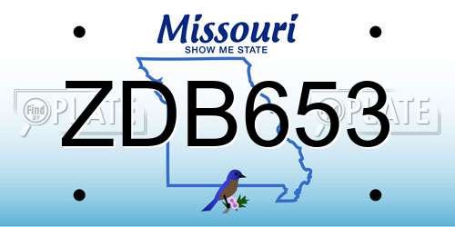ZDB653 Missouri License Plate