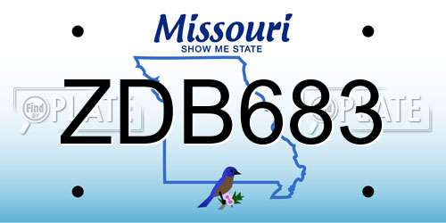ZDB683 Missouri License Plate