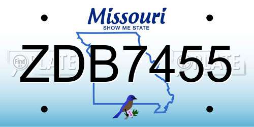 ZDB7455 Missouri License Plate