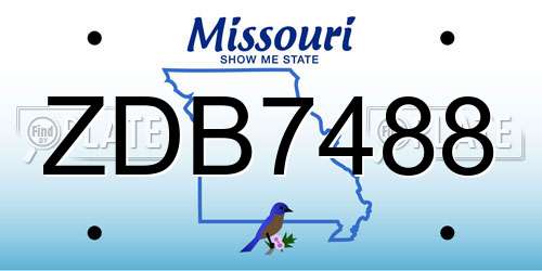 ZDB7488 Missouri License Plate