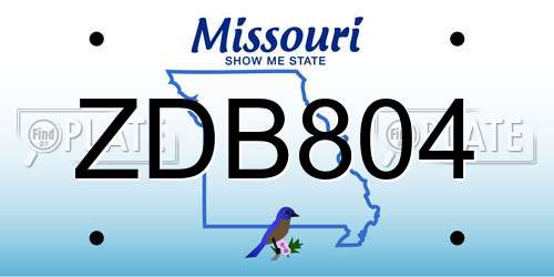 ZDB804 Missouri License Plate